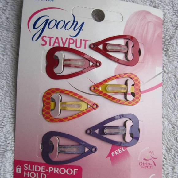 6 Goody Heart Stay Put Slide Proof Hold Secure Fit Metal Hair Contour Snap Clips - Picture 5 of 8